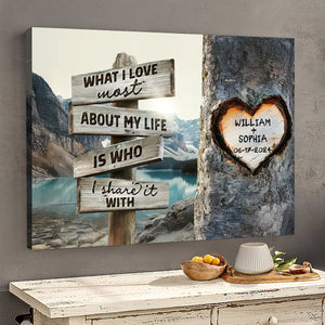 Rustic Tree Carving What I Love Most - Personalized Unique Couple’s Gift Canvas Wall Art