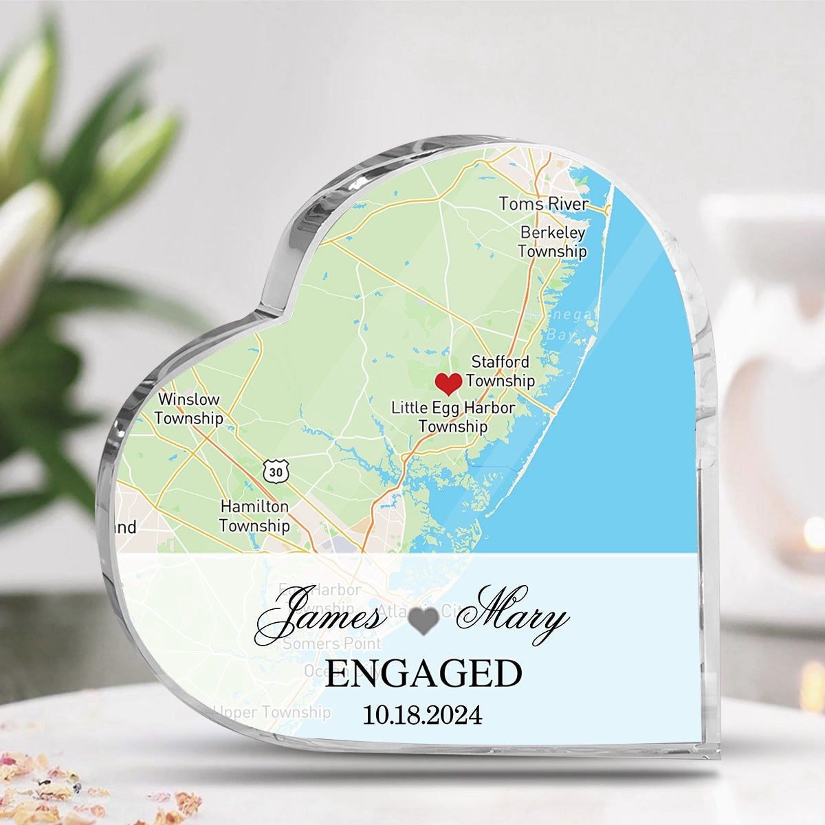 Special Engagement Gift - Personalized Map Acrylic Plaque