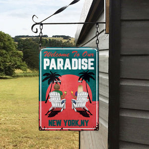 Little Piece Of Paradise - Couple Gift - Personalized Classic Metal Signs