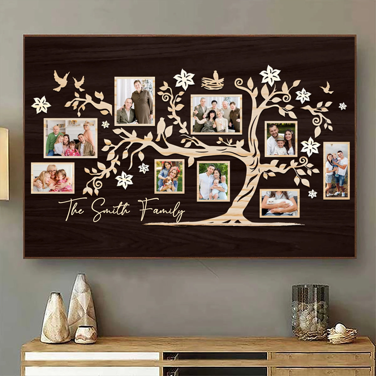 Family Tree - Personalized Family Tree With Photos Canvas Poster Gift