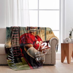 Personalized Cuatom Photo Name Football Blanket