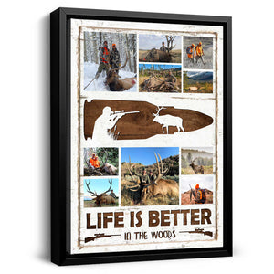 Personalized Hunting Photo Collage Canvas Poster,Hunting Memories Wall Art,Gift For Hunters