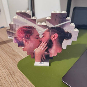 Personalized Heart Shape Custom Photo Couples Brick Puzzle