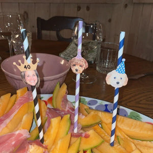 Personalized Pet Face Straws Party Decorations