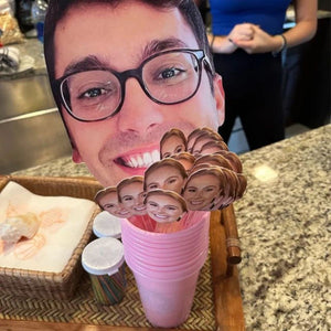 Personalized Clear Drink Stirrers With Face Party Decorations