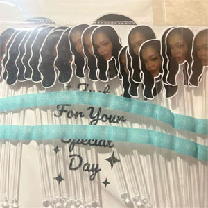 Personalized Clear Drink Stirrers With Face Party Decorations