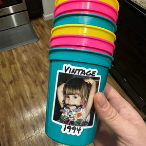 Personalized Colorful Vintage Plastic Cups Party Decorations