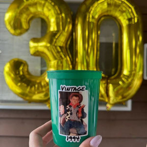 Personalized Colorful Vintage Plastic Cups Party Decorations