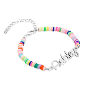 Personalized Kids Name Bracelet with Rainbow chain