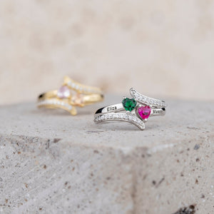 Always & Forever Couple Ring - Personalized Birthstone Promise Ring, Engaged Gift, Wedding Gift