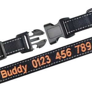 Personalized Multicolor Adjustable Reflective Strips Dog Collar with Embroidered Pet Name and Phone Number