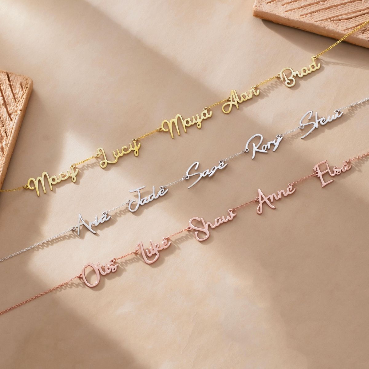 Personalized Multiple Name Necklace for Family Names