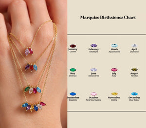 Personalized Twelve-Month Birthstone Necklace Gift For Grandma, Mom