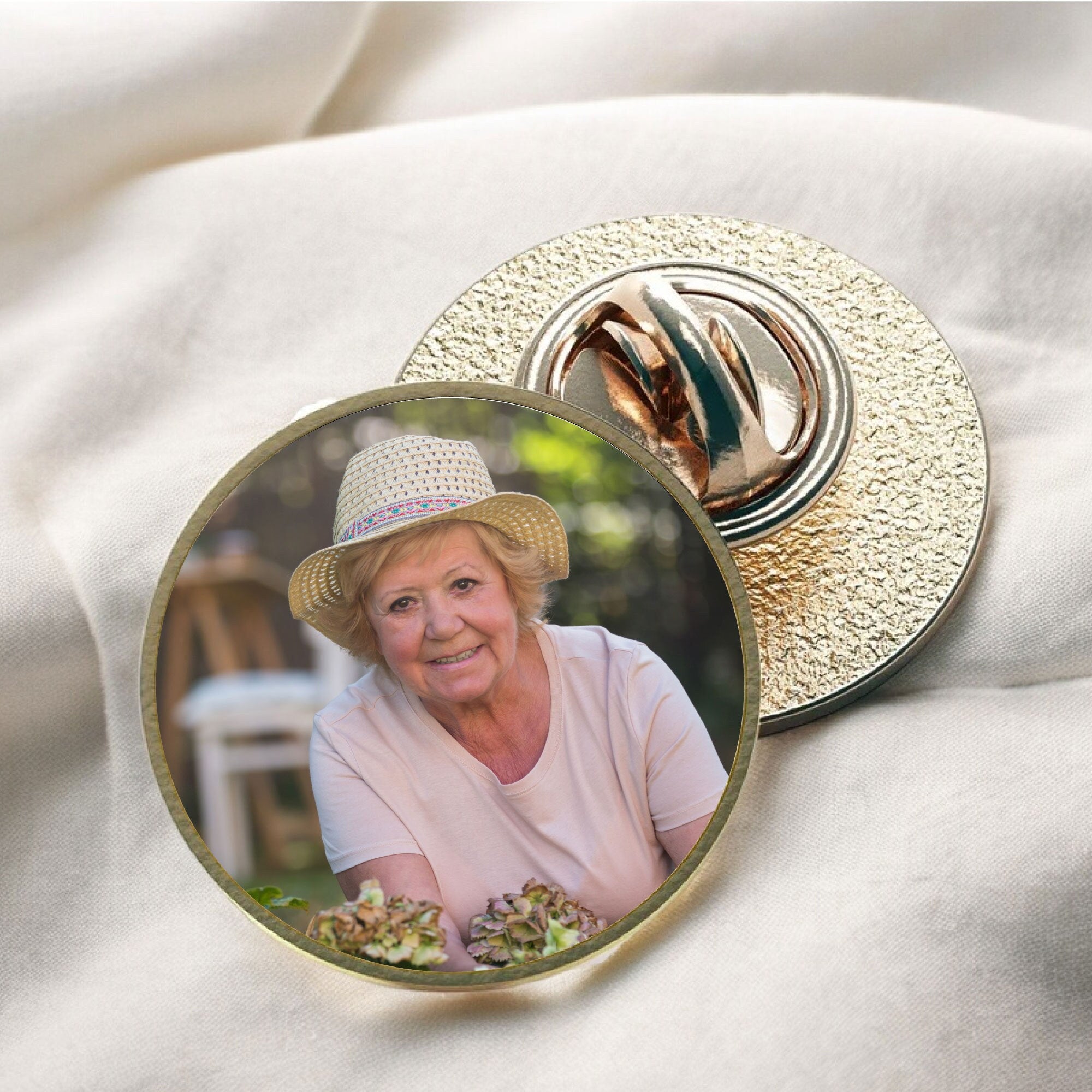 Personalized Photo Lapel Pin-Memorial Service, Funeral Keepsake, Bereavement Loss Gift