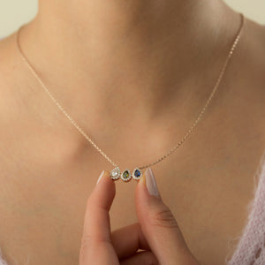 Personalized Grandma Mom Tears Of Joy 1-7 Teardrop Birthstone Necklace