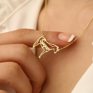 Personalized Horse Breed Necklace with Cursive Name