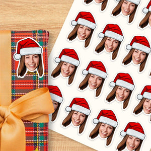 Personalized Christmas Hat Face Photo Sticker