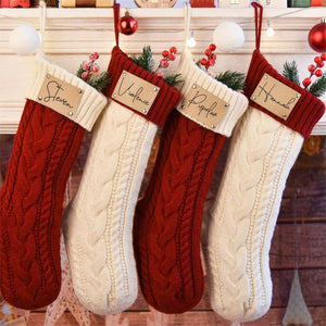 Personalized Leather Knitted Christmas Stockings