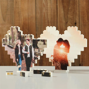 Personalized Heart Shape Custom Photo Couples Brick Puzzle