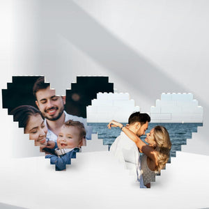 Personalized Heart Shape Custom Photo Couples Brick Puzzle