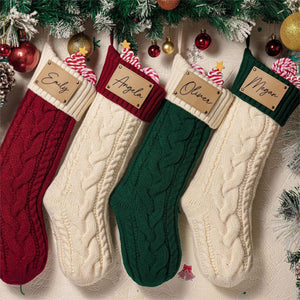 Personalized Leather Knitted Christmas Stockings