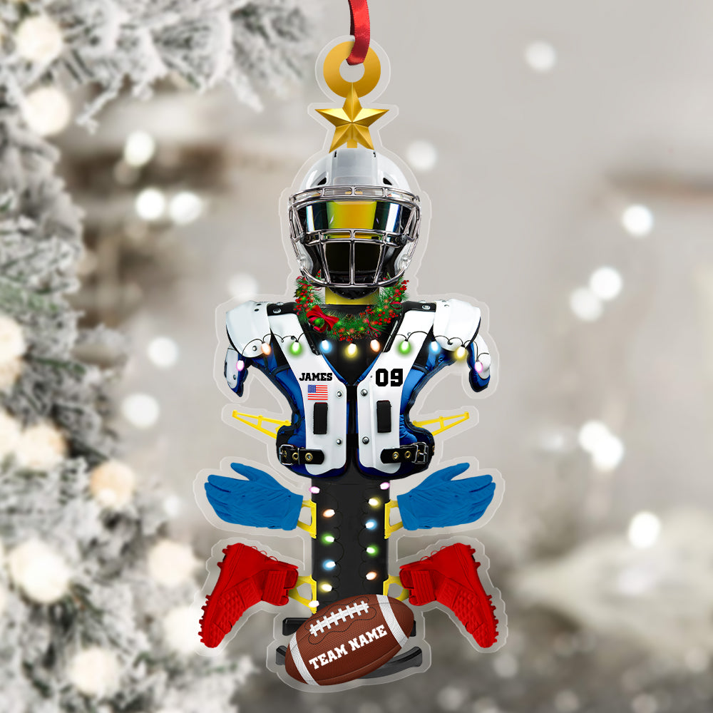 Personalized Football Equipment Rack Ornament, For Football Lovers Christmas Gift