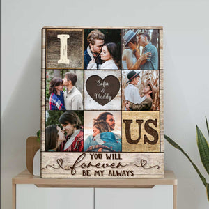 Personalized I Heart Us Photo Collage Canvas Poster, Couple Valentine’s Day Gift