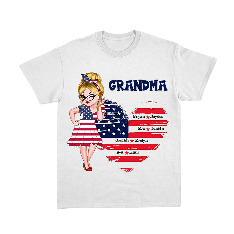 Sweetheart Grandkids Grandma - 4th Of July Independence Day -  Personalized T-shirt