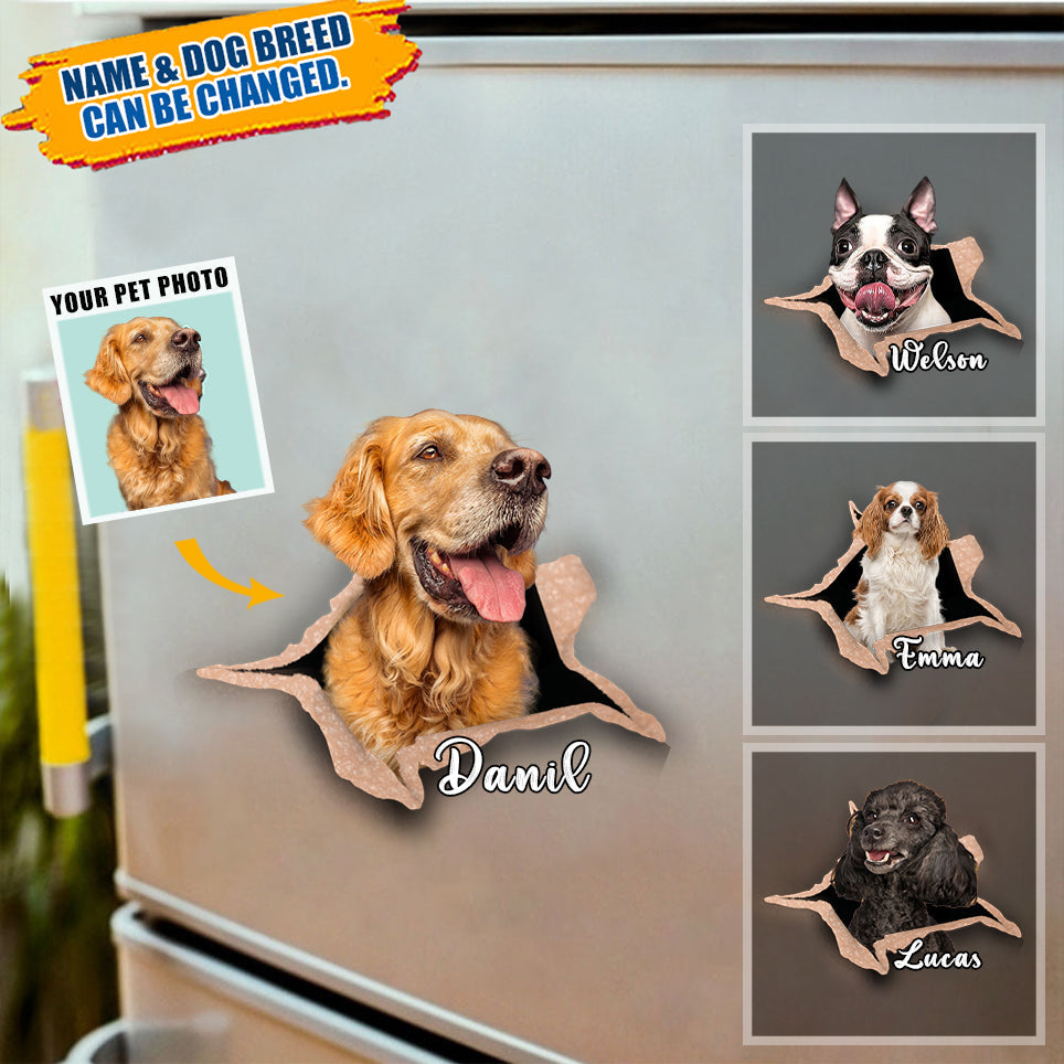 Personalized Pet lover Photo Crack Fridge Magnet