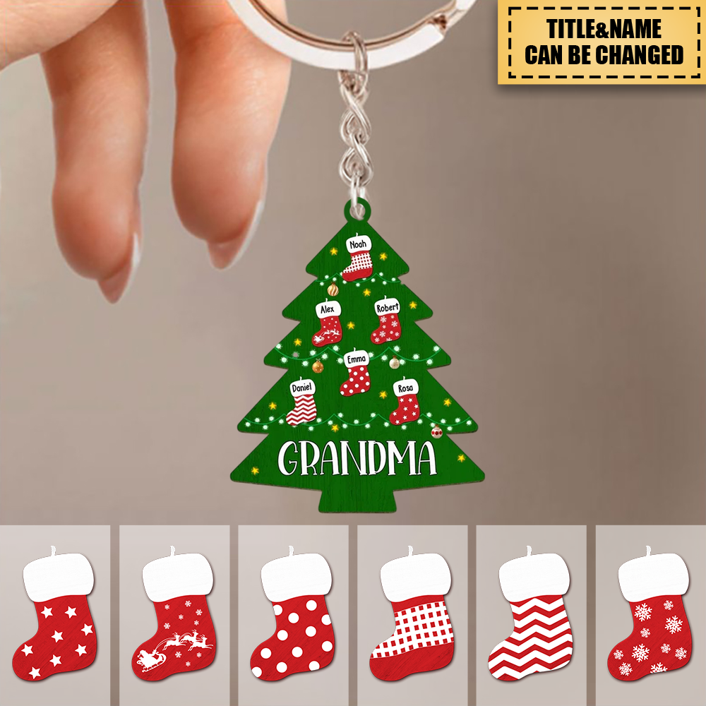 Gift For Grandma Christmas Socks Keychain