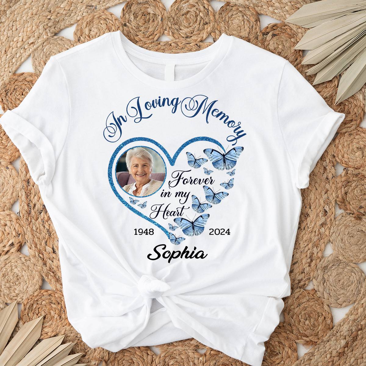 Personalized In Loving Memory Sparkling Heart Memorial Butterflies Pur ...