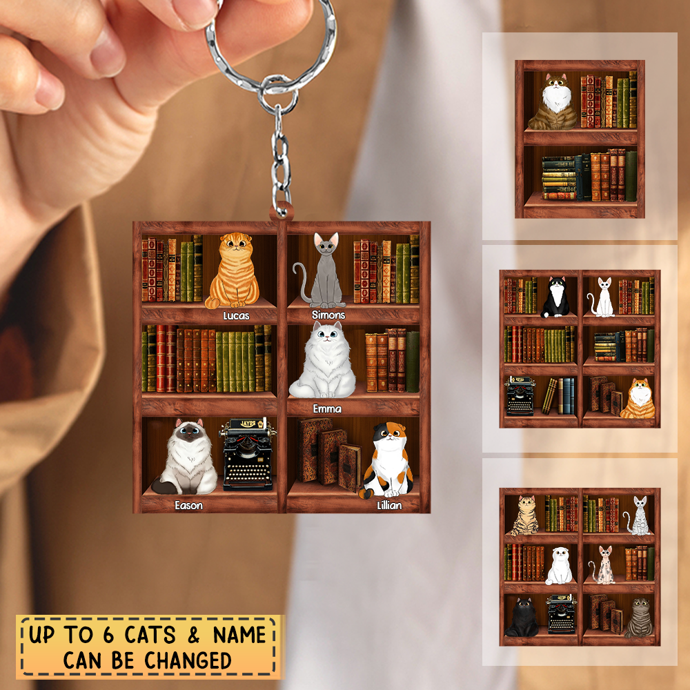 Personalized Cat Parents Book Lovers Acrylic Keychain