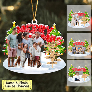 Personalized Merry Christmas Family Photo Sign Acrylic Ornament